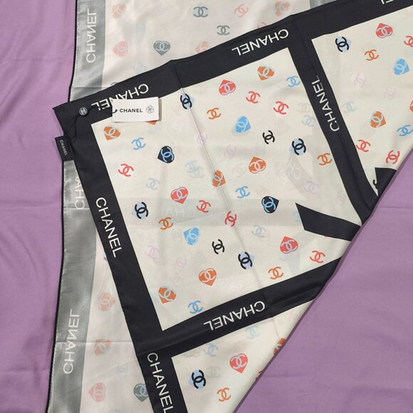 Chanel Colorful Pattern Silk Square Scarf - Picture 4 of 6